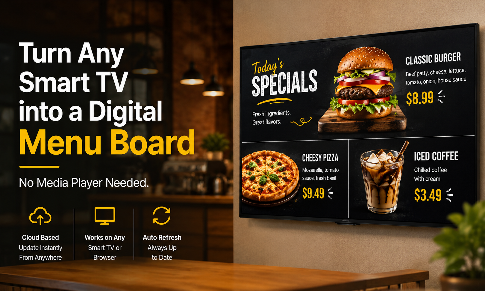 How to Turn Any Smart TV into a Digital Menu Board (No Media Player Needed)